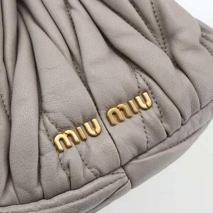 Miu Miu Miu Miu Matelasse Shoulder Bag Leather Gray Gold Authentic 162864