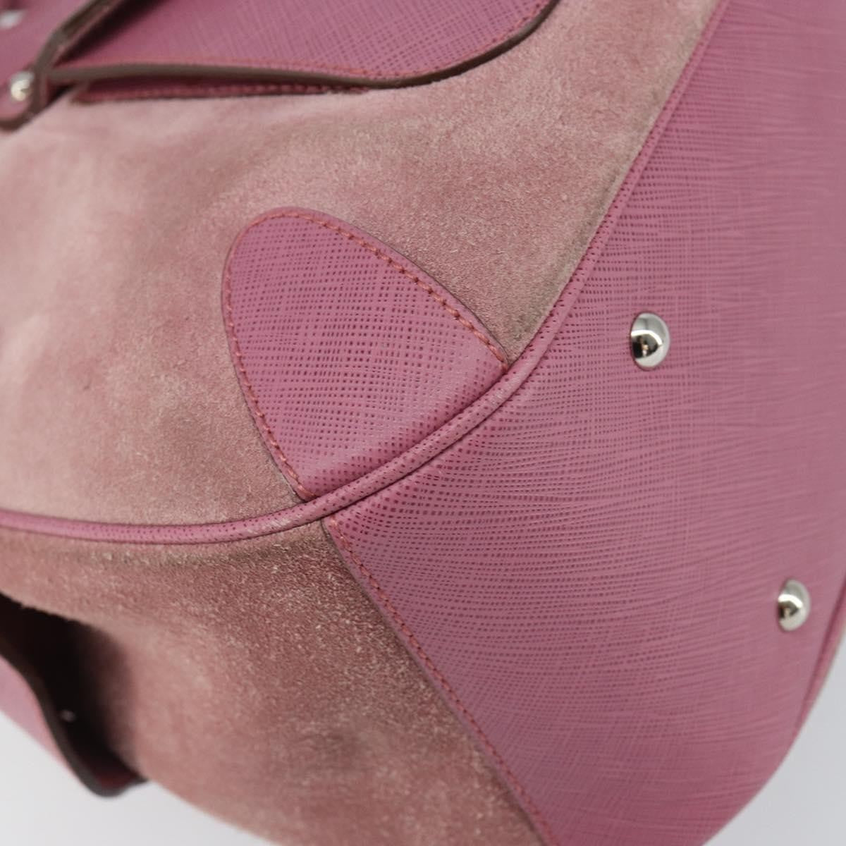Salvatore Ferragamo Salvatore Ferragamo Gancini Hand Bag Suede Leather Pink Silver Authentic bs30801