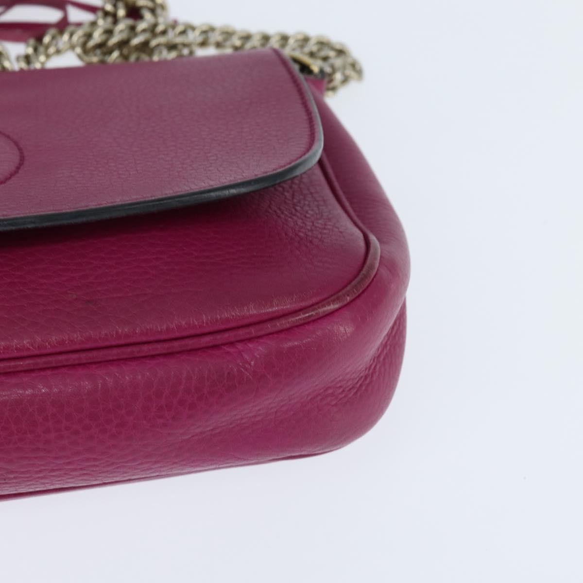 Gucci GUCCI Chain Soho Shoulder Bag Leather Pink Gold 336752 Authentic 150086