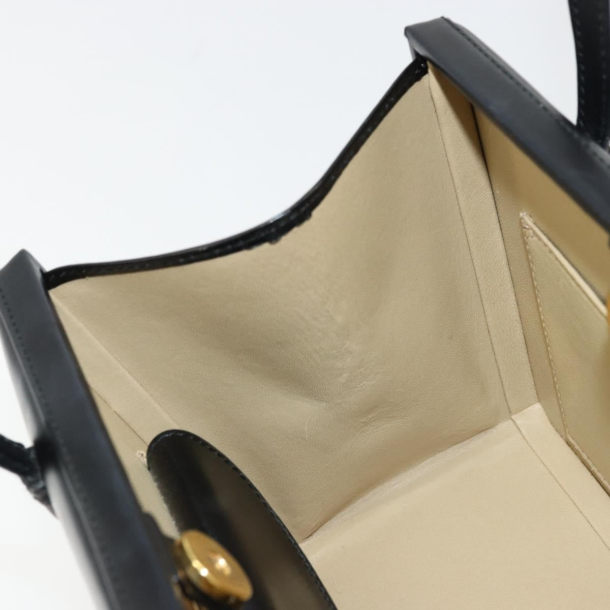 Loewe LOEWE Hand Bag Leather Black Gold Authentic bs34657