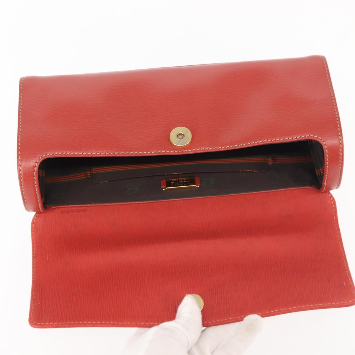 Loewe LOEWE Velazquez Hand Bag Leather Red Gold Authentic BA6367