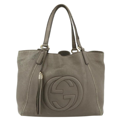 Gucci GUCCI Soho Hand Bag Leather Gray Gold 282309 Authentic 178647