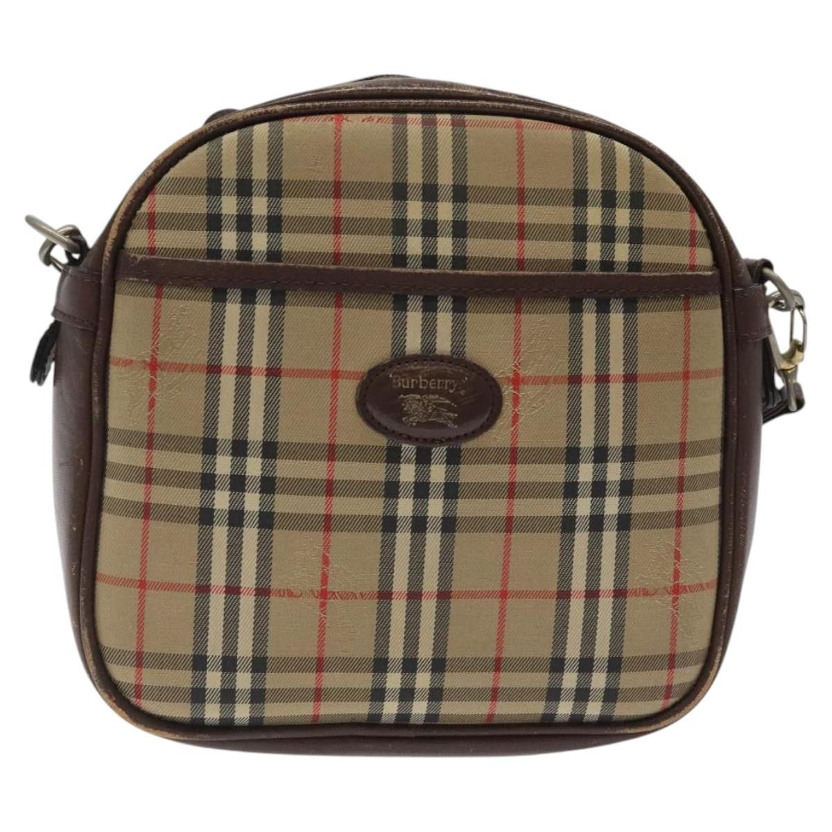 Burberrys Burberrys Nova Check Shoulder Bag Canvas Beige Gold Authentic BA1424