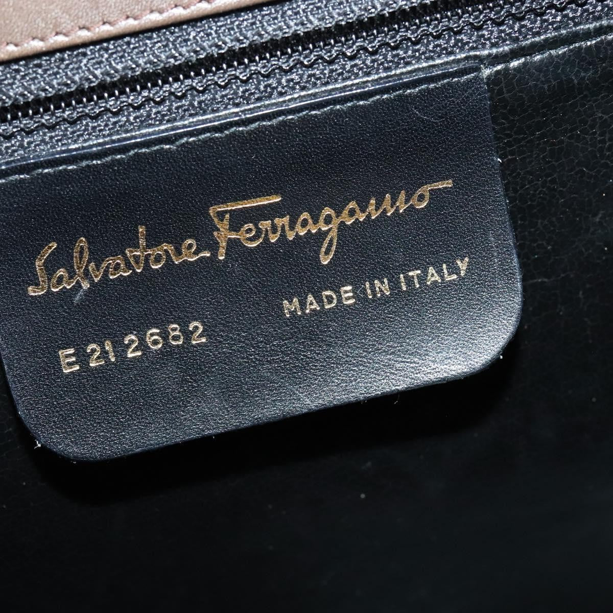 Salvatore Ferragamo Salvatore Ferragamo Gancini Shoulder Bag Leather Brown Gold Authentic 128109
