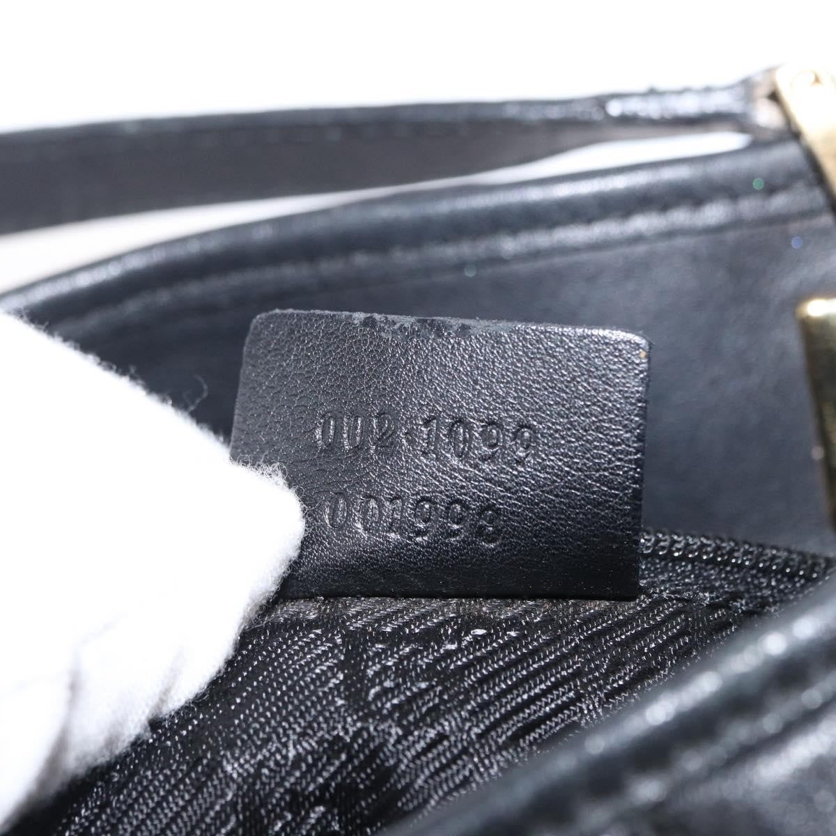 Gucci GUCCI Tote Bag Leather Black Gold 002 1099 Authentic 166099