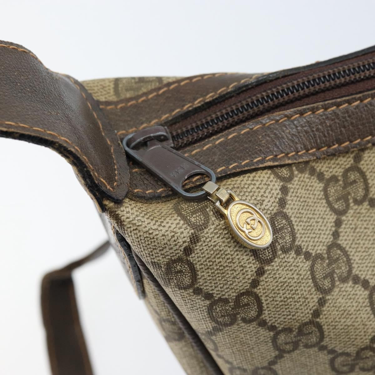 Gucci GUCCI Web Sherry Line GG Supreme Shoulder Bag PVC Beige Gold 010 378 Authentic 172377