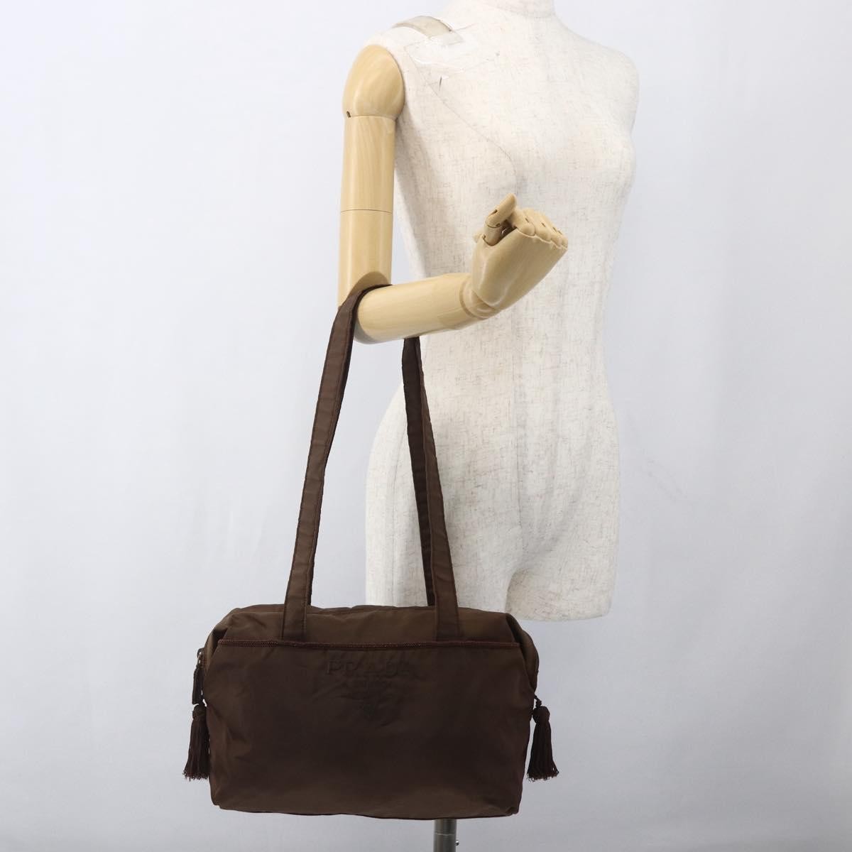 Prada PRADA Shoulder Bag Nylon Brown Authentic 162341