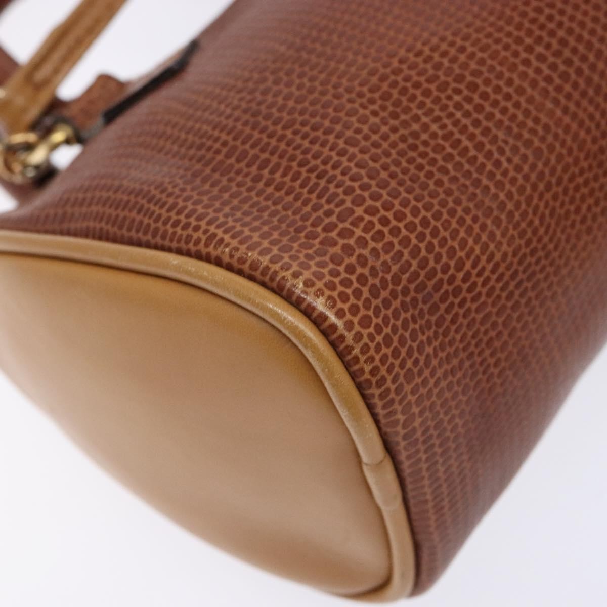 Fendi FENDI Hand Bag Leather 2way Brown Gold Authentic sw1085