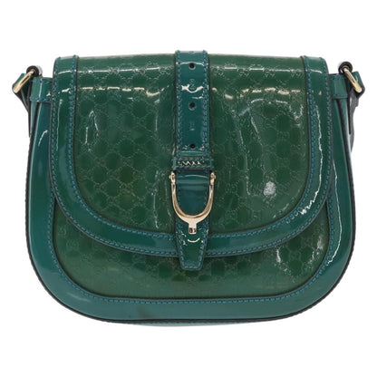 Gucci GUCCI Micro GG Canvas Shoulder Bag Enamel Outlet Turquoise Blue Gold Authentic ka641