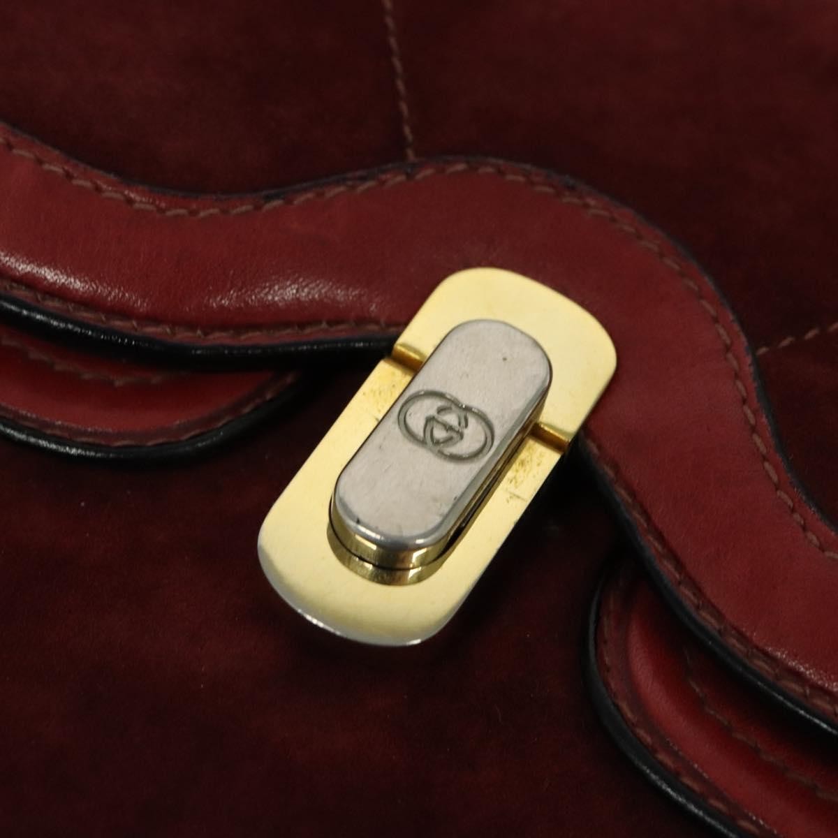 Gucci GUCCI Shoulder Bag Suede Vintage Red Gold Authentic ep7843