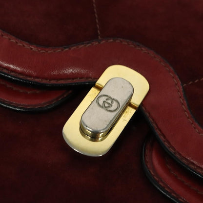 Gucci GUCCI Shoulder Bag Suede Vintage Red Gold Authentic ep7843