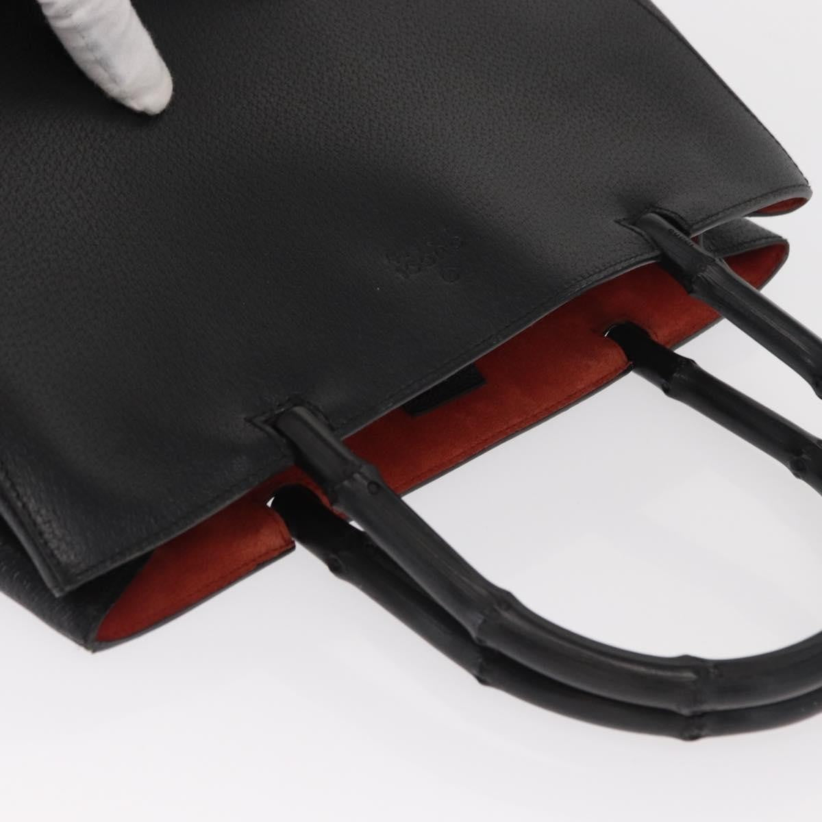 Gucci GUCCI Bamboo Tote Bag Leather Black 002 1059 Authentic 160597
