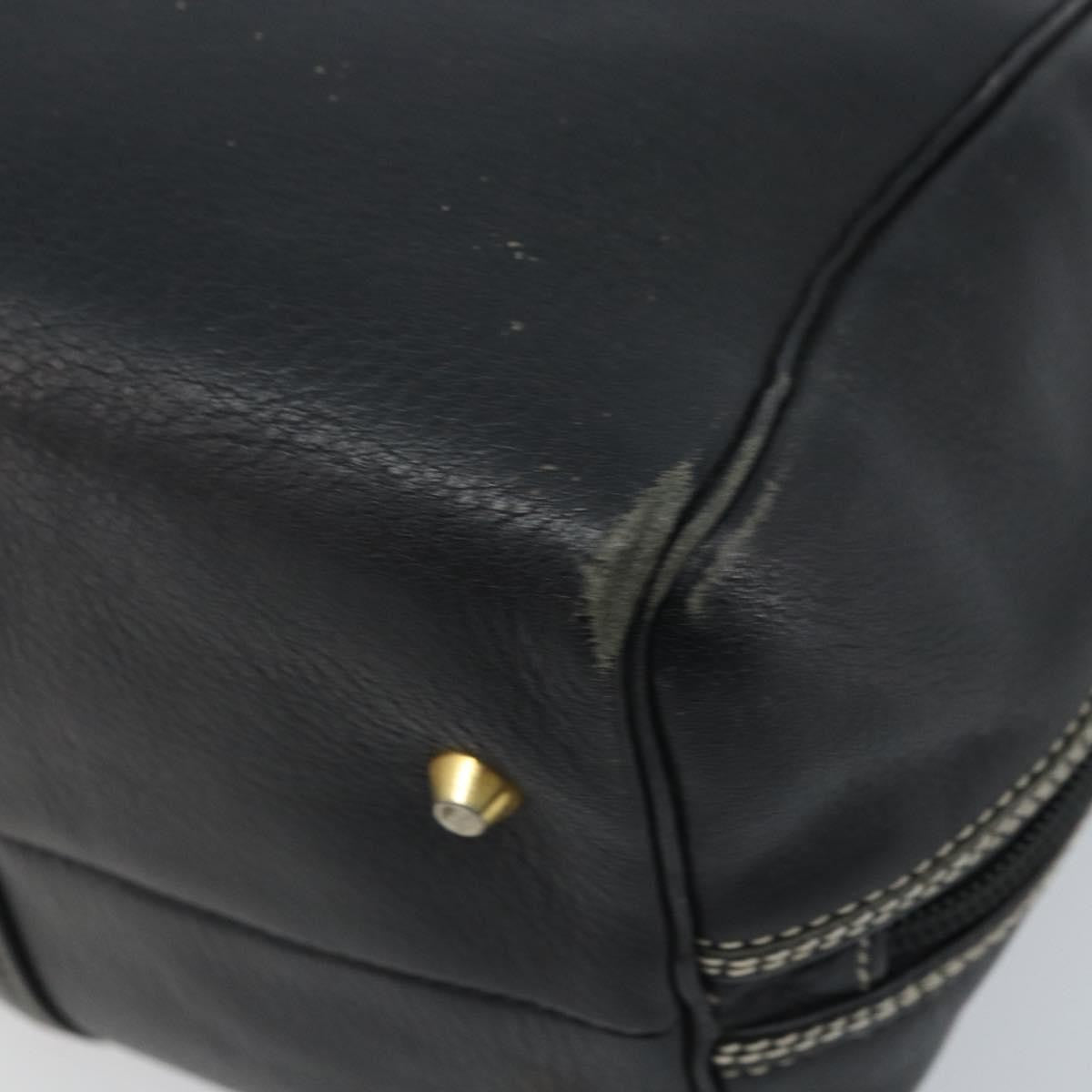 Dior Christian Dior Hand Bag Leather Black Gold Authentic ep13686