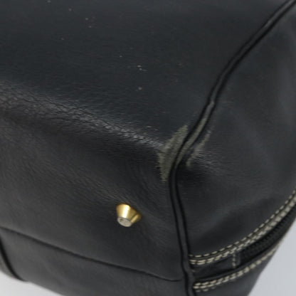 Dior Christian Dior Hand Bag Leather Black Gold Authentic ep13686
