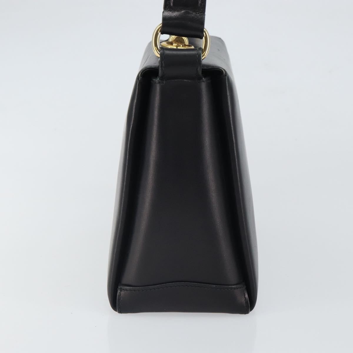 Gucci GUCCI Shoulder Bag Leather Black Gold Authentic mr1988