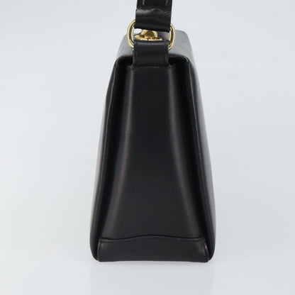 Gucci GUCCI Shoulder Bag Leather Black Gold Authentic mr1988