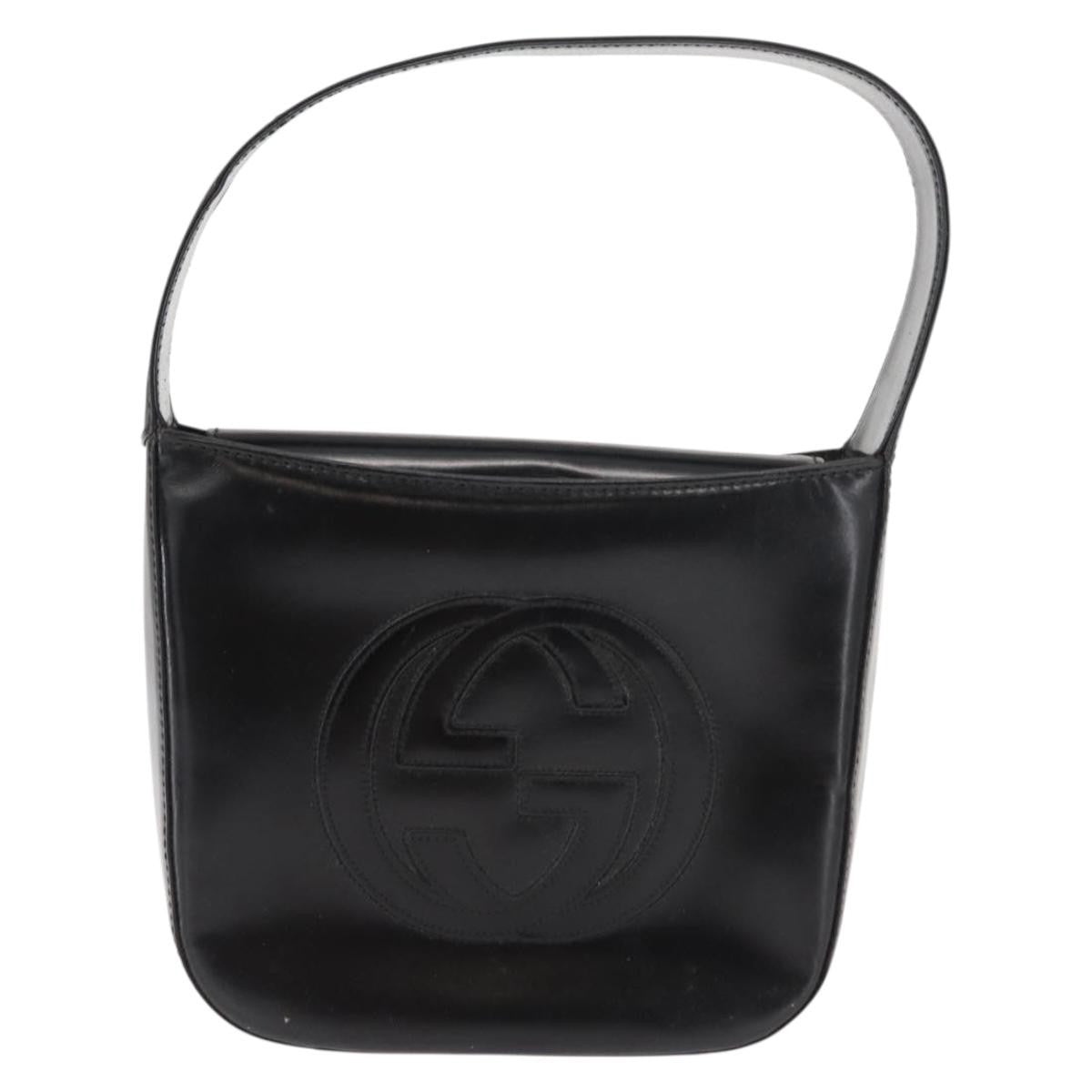 Gucci GUCCI Shoulder Bag Enamel Black Silver Authentic fm4926