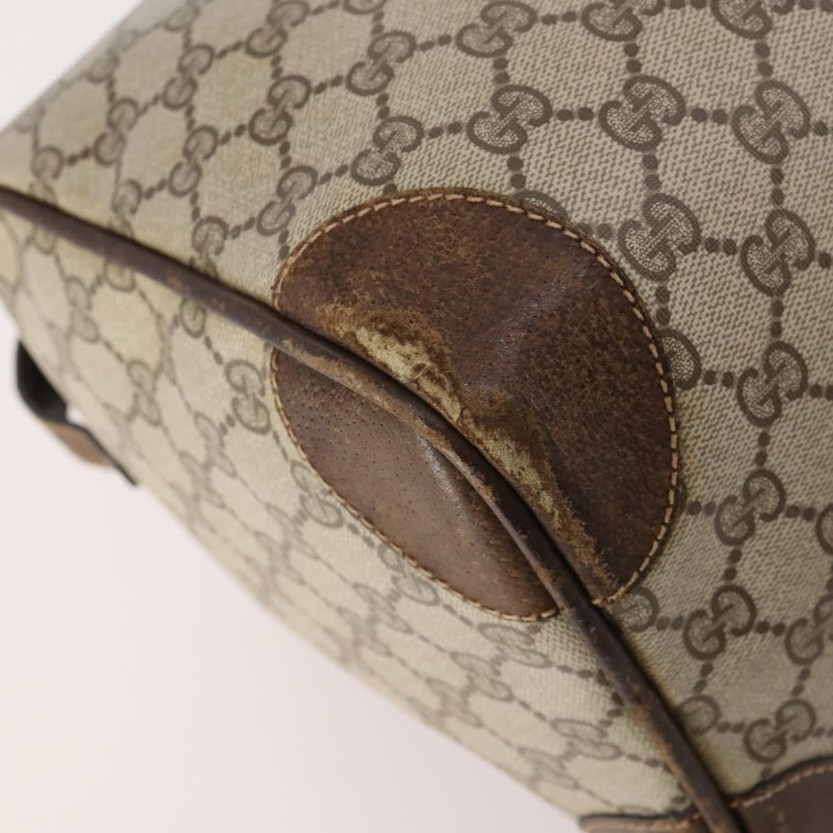 Gucci GUCCI GG Supreme Boston Bag PVC Beige Gold Authentic 175449