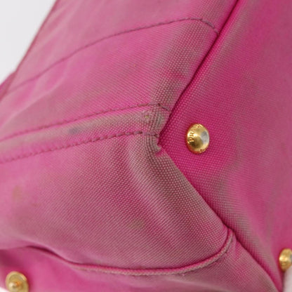 Prada PRADA Canapa PM Hand Bag Canvas 2way Pink Gold Authentic 162515