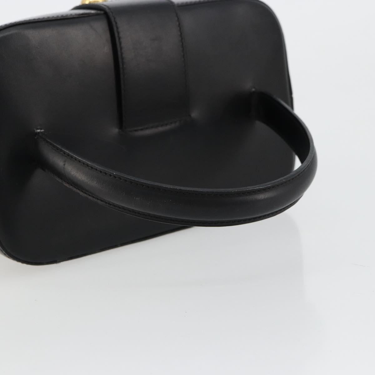 Celine CELINE Vanity Cosmetic Pouch Leather Black Gold Authentic 179213 Bag