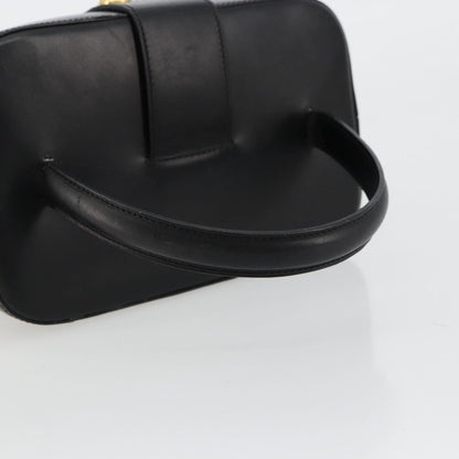 Celine CELINE Vanity Cosmetic Pouch Leather Black Gold Authentic 179213 Bag