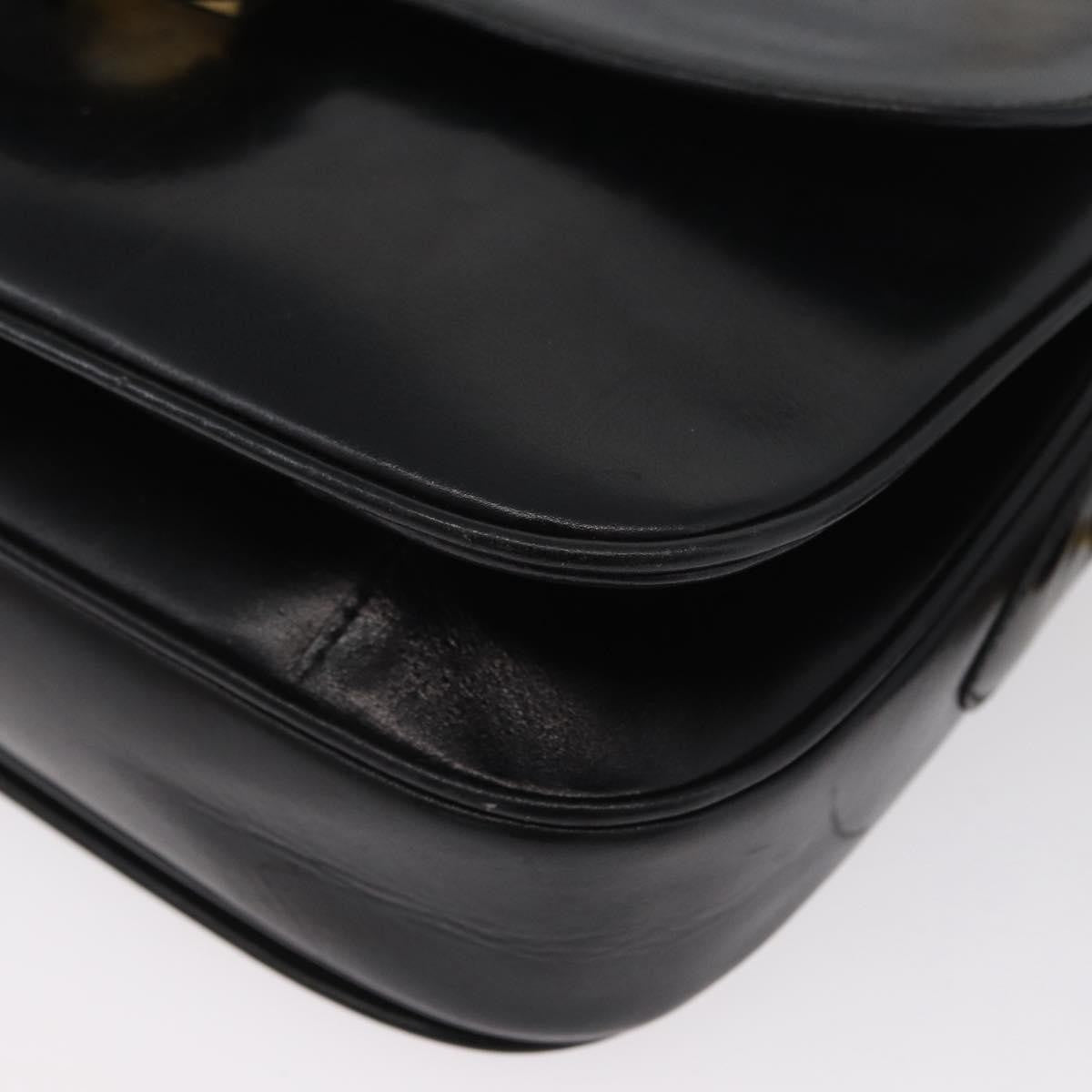 Celine CELINE Horse Carriage Shoulder Bag Leather Black Gold Authentic bs33584