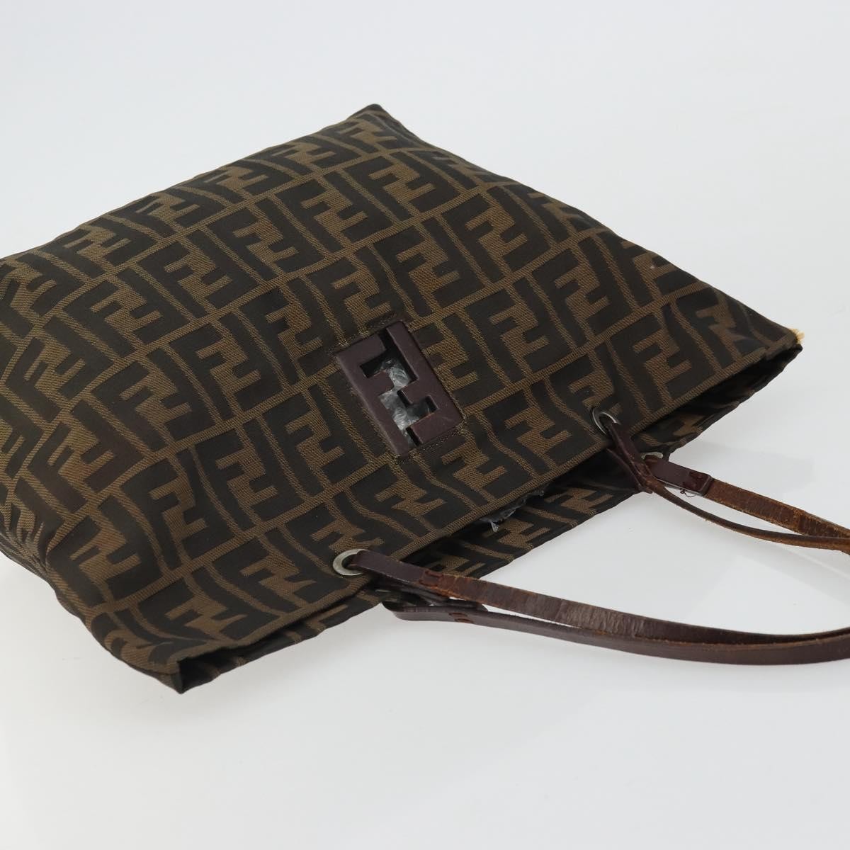 Fendi FENDI Zucca Canvas Tote Bag Brown Black Authentic 175192