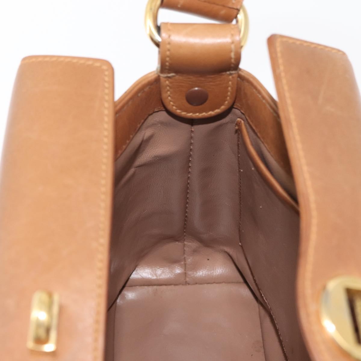 Gucci GUCCI Hand Bag Leather Brown Gold Authentic ka3873