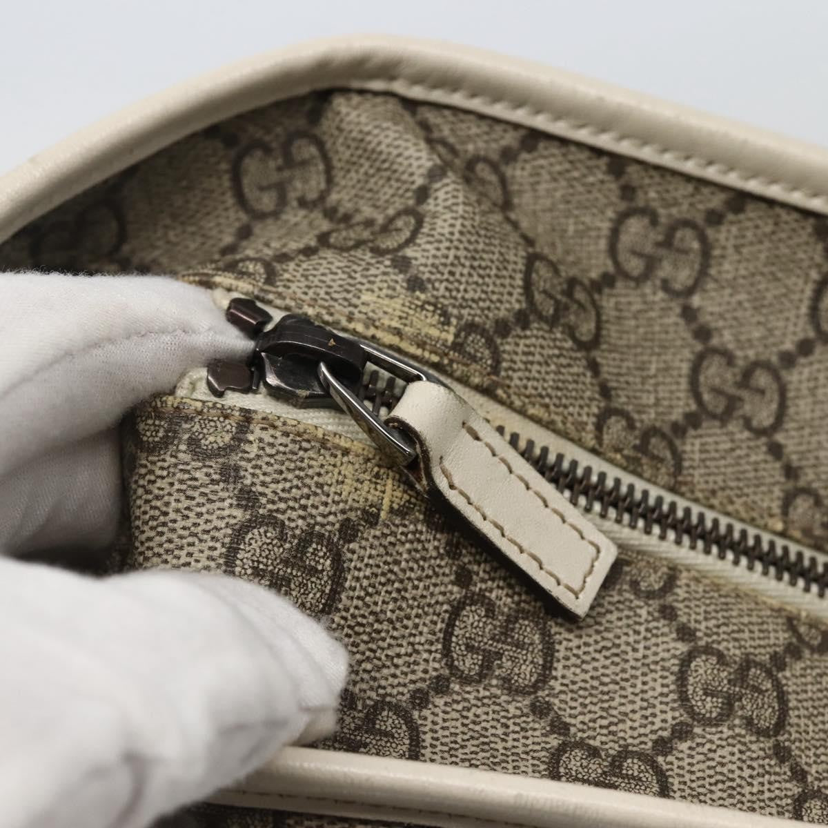 Gucci GUCCI GG Supreme Tote Bag PVC Beige Silver 211137 Authentic BA5762