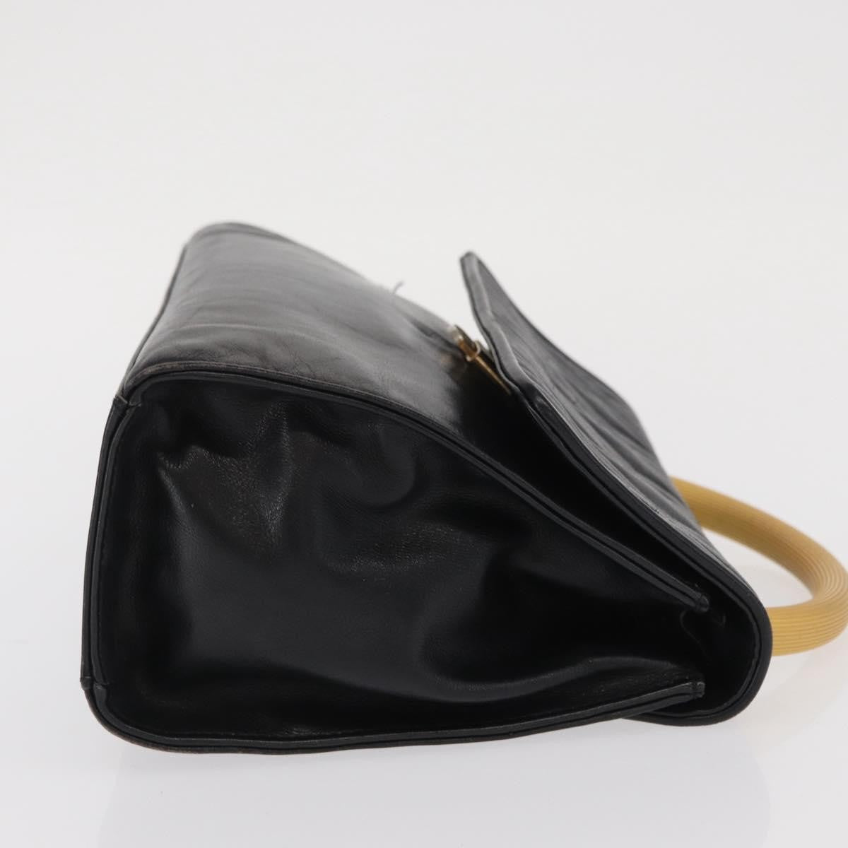 Fendi FENDI Hand Bag Leather Black Gold Authentic 169891
