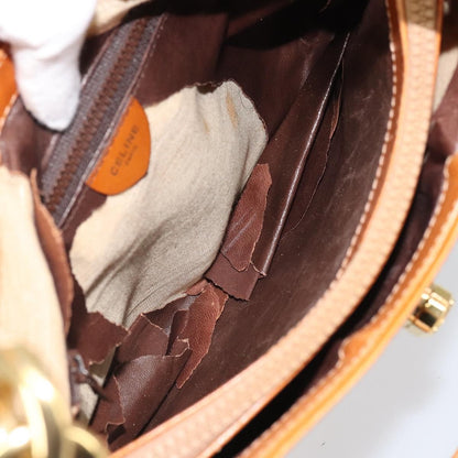 Celine CELINE Shoulder Bag Leather Brown Gold Authentic 166334