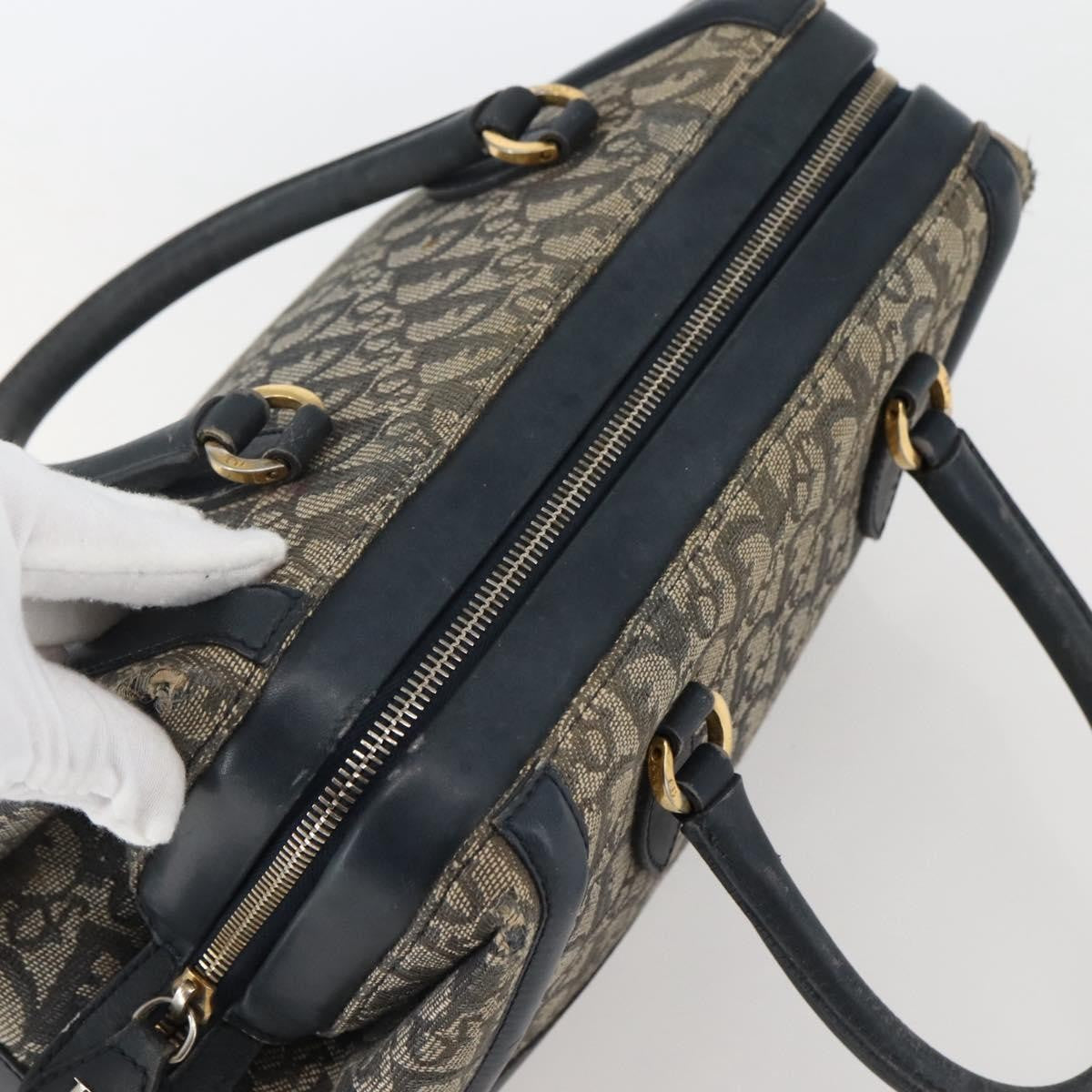 Dior Christian Dior Trotter Canvas Hand Bag Navy Gold Authentic gh760