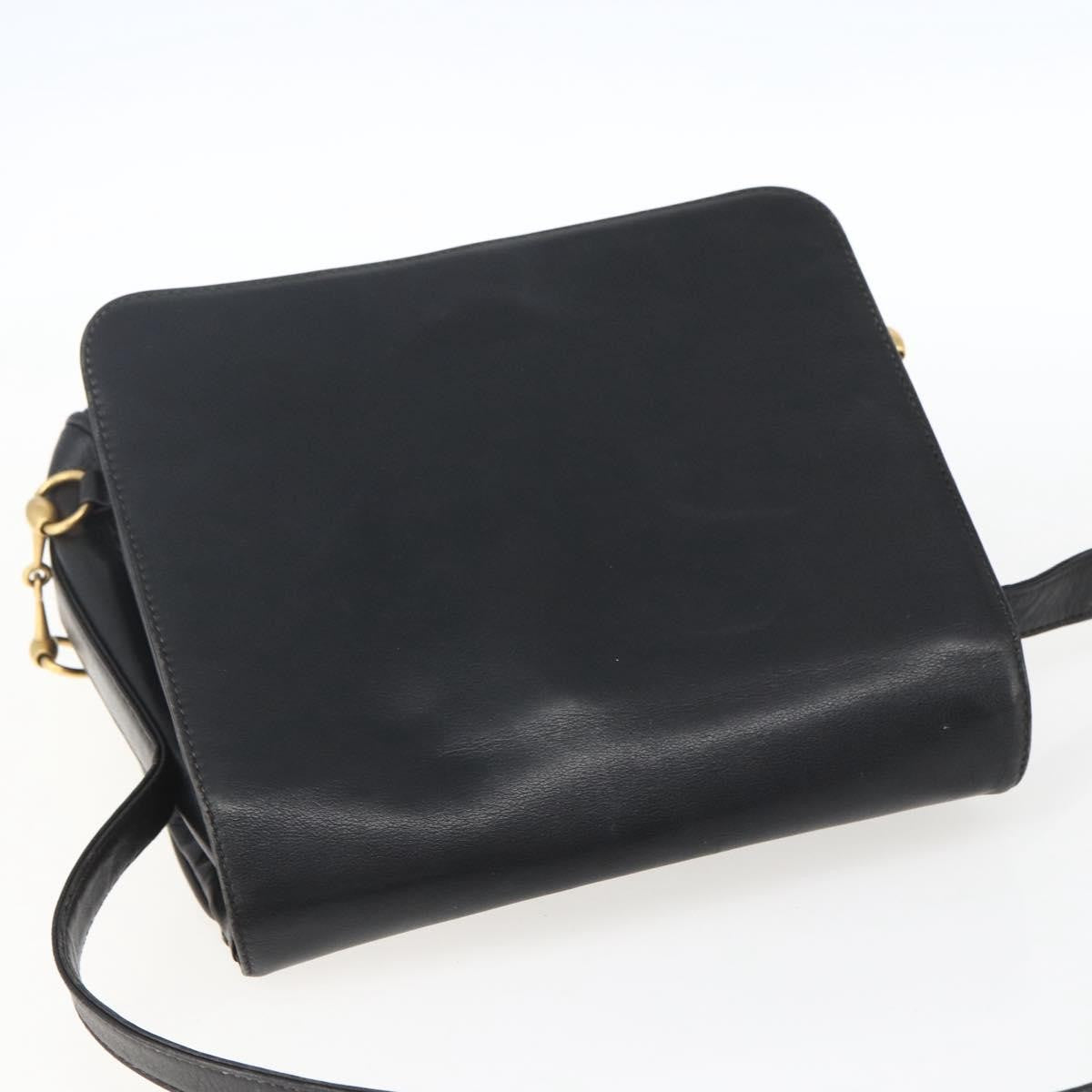 Gucci GUCCI Shoulder Bag Leather Black Silver 001 2214 Authentic ep13226