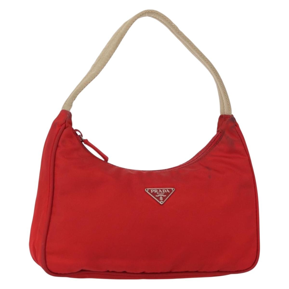 Prada PRADA Hand Bag Nylon Red Authentic 153880