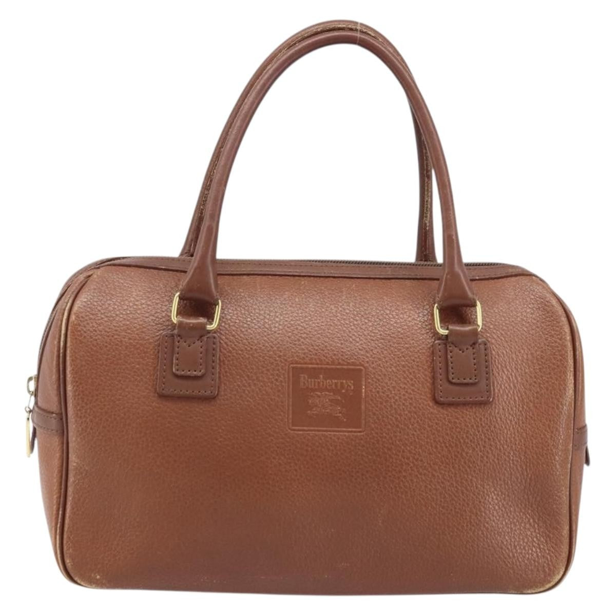 Burberrys Burberrys Hand Bag Leather Brown Gold Authentic ka3026