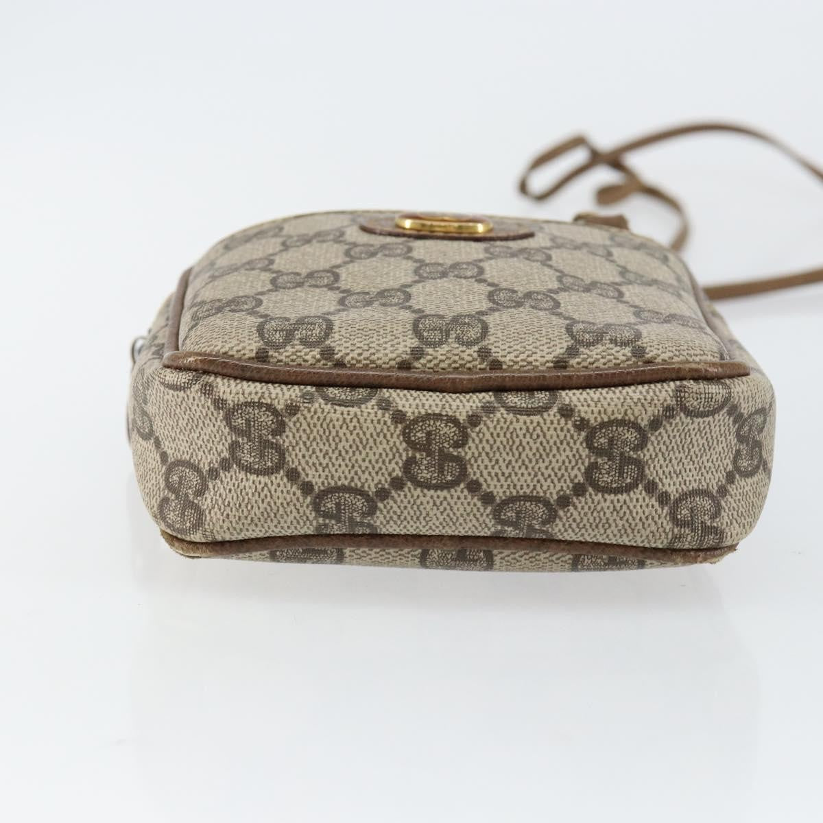 Gucci GUCCI GG Supreme Shoulder Bag PVC Beige Gold Authentic BA6562