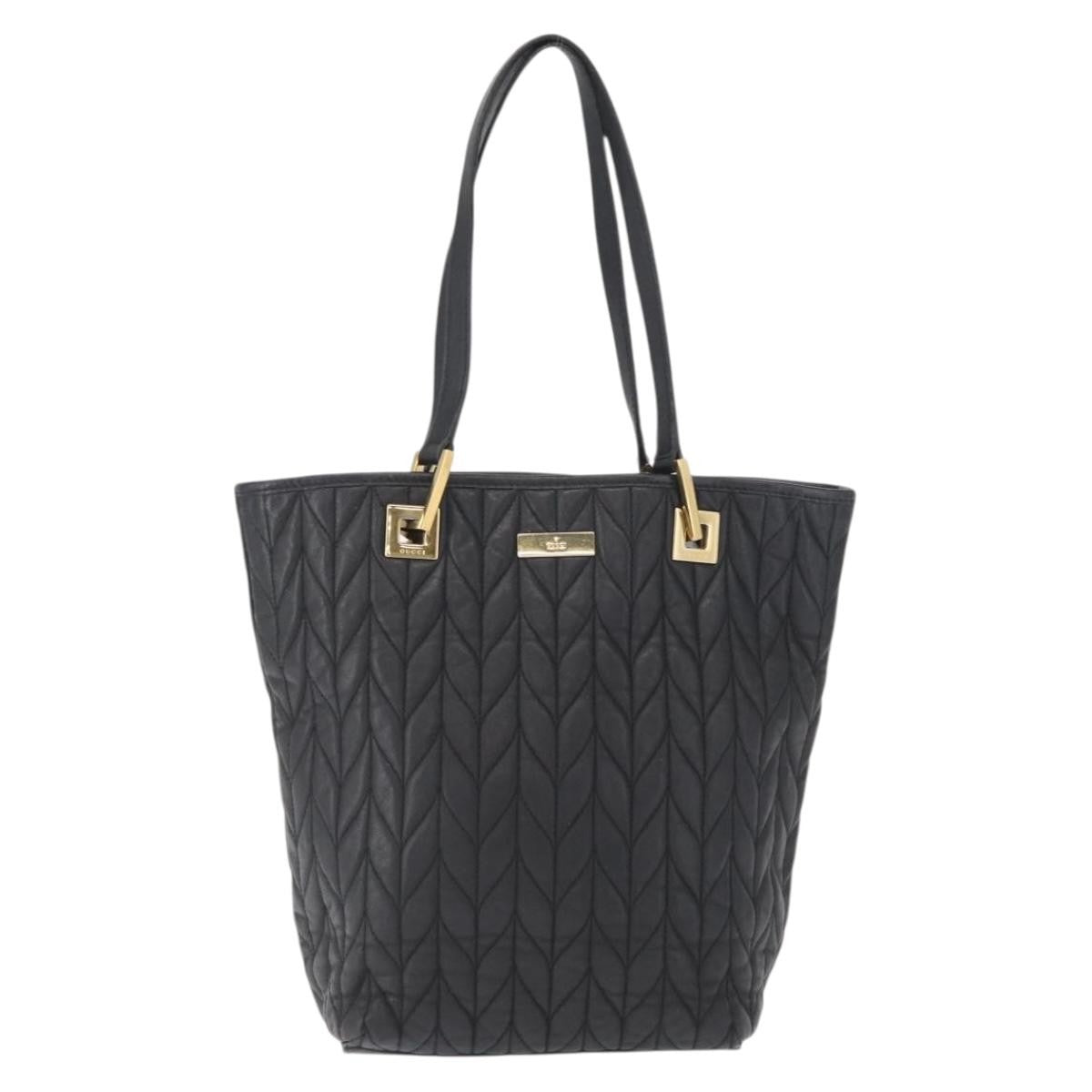 Gucci GUCCI Tote Bag Leather Black Gold 002 1099 Authentic 166099