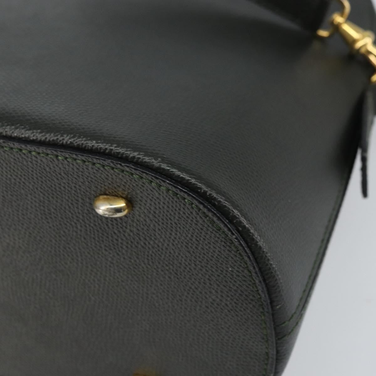Celine CELINE Hand Bag Leather 2way Green Gold Authentic 161118