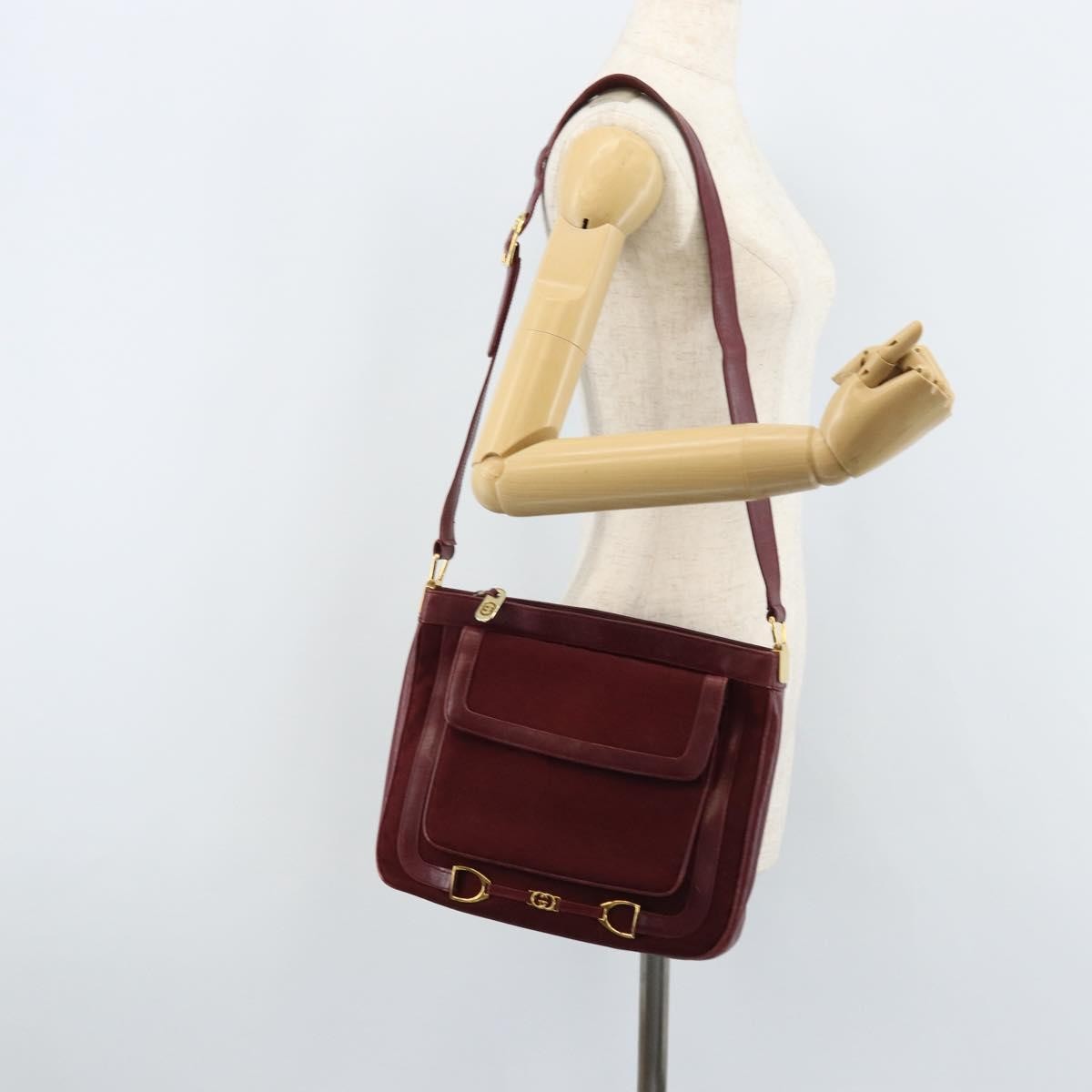 Gucci GUCCI Micro GG Supreme Shoulder Bag Bordeaux Gold Authentic ep13943
