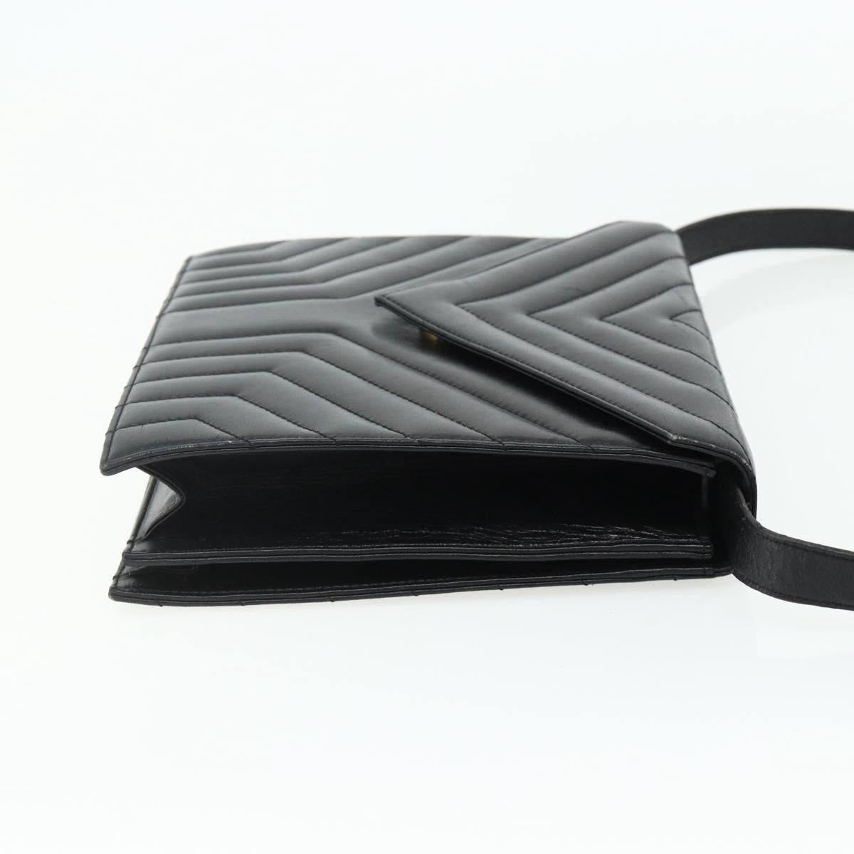 Saint Laurent SAINT LAURENT Shoulder Bag Leather Black Silver Authentic 176228