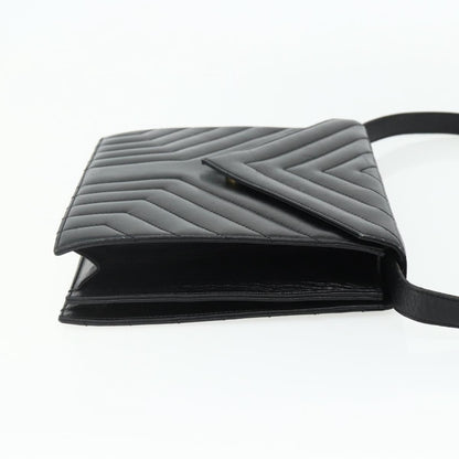 Saint Laurent SAINT LAURENT Shoulder Bag Leather Black Silver Authentic 176228