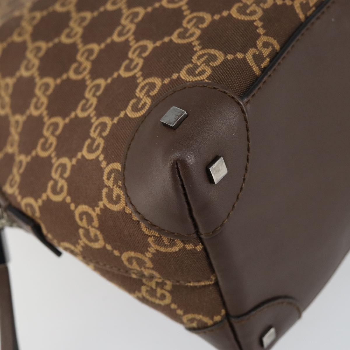 Gucci GUCCI GG Canvas Hand Bag Leather Brown Gold Authentic 149459