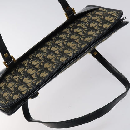 Dior Christian Dior Trotter Canvas Hand Bag Navy Gold Authentic MX415