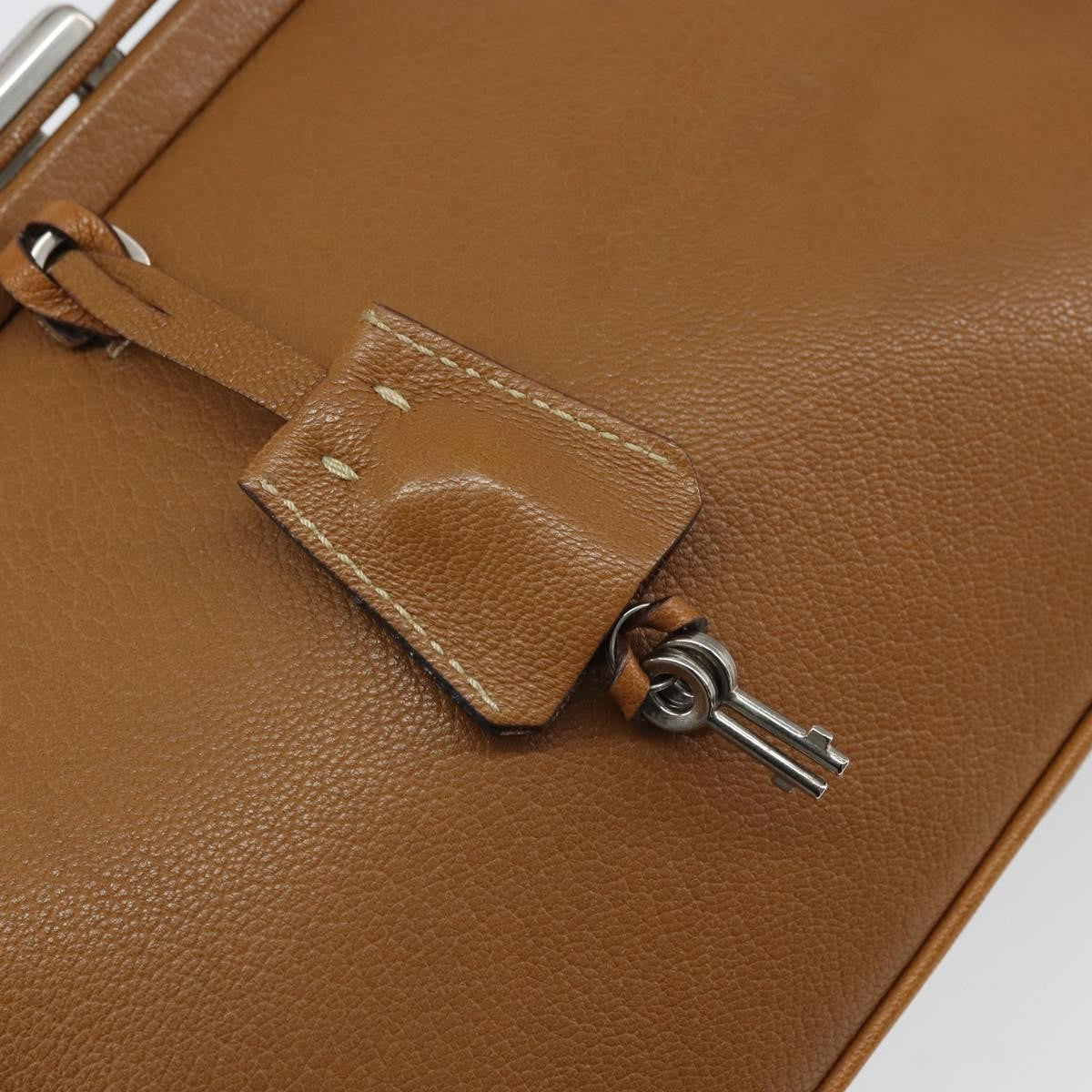 Prada PRADA Hand Bag Leather Brown Silver Authentic yk19954