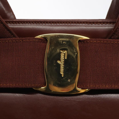 Salvatore Ferragamo Salvatore Ferragamo Hand Bag Leather 2way Brown Gold Authentic hk2487