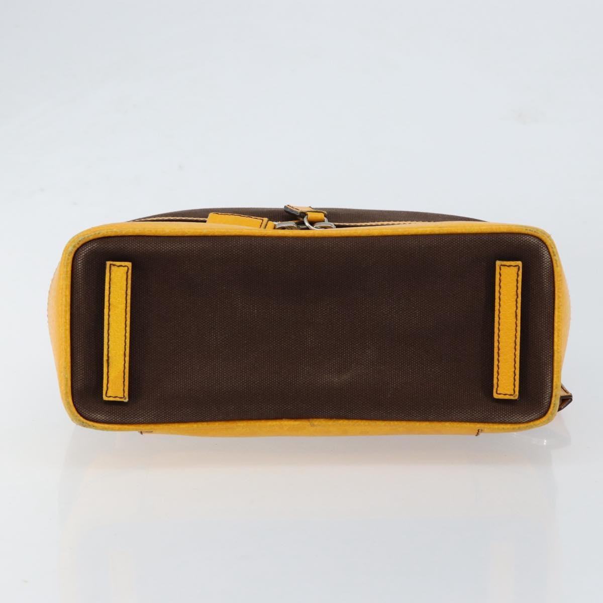 Prada PRADA Hand Bag Canvas Yellow Brown Authentic 154533
