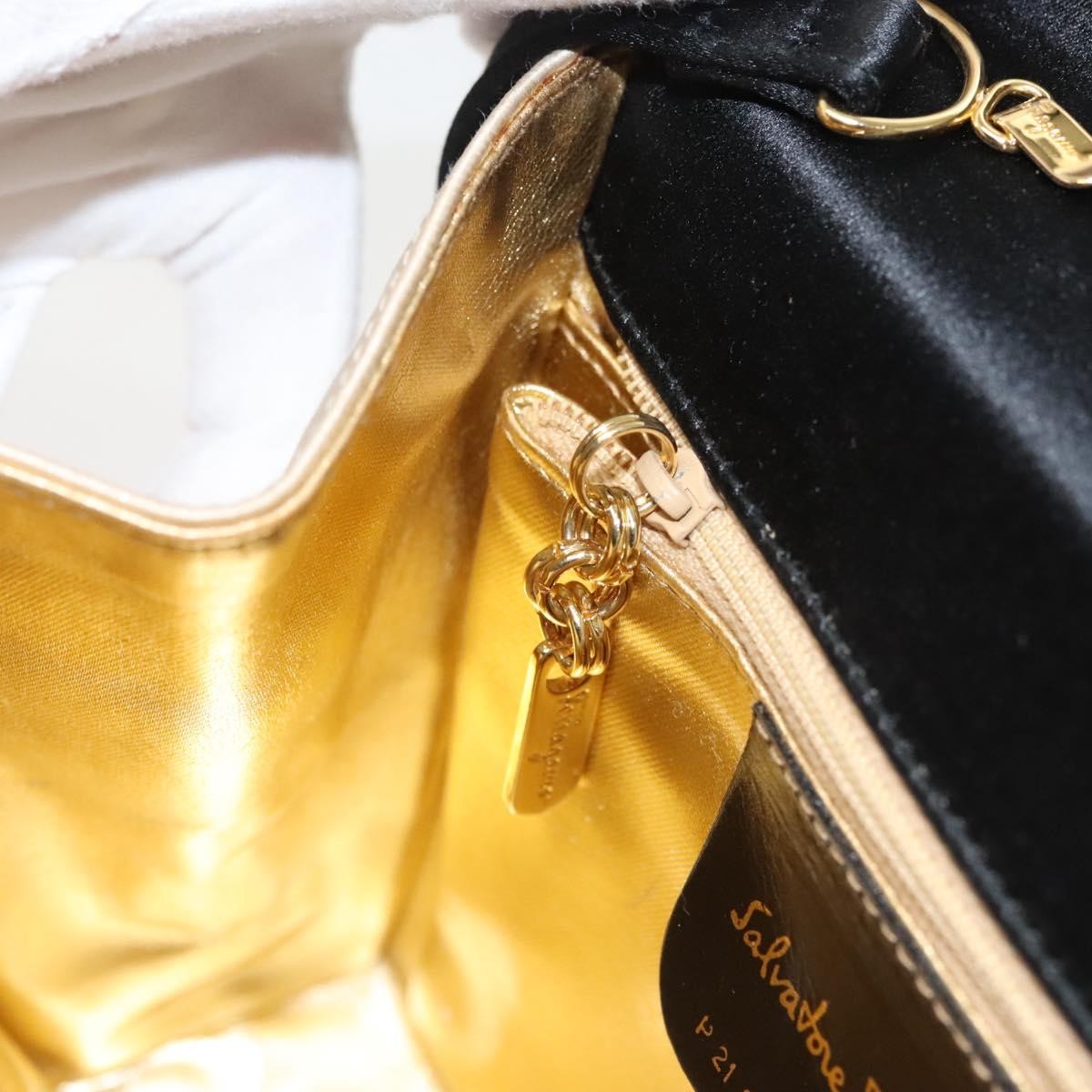 Salvatore Ferragamo Salvatore Ferragamo Vala Hand Bag Satin Beige Gold Authentic BA2675
