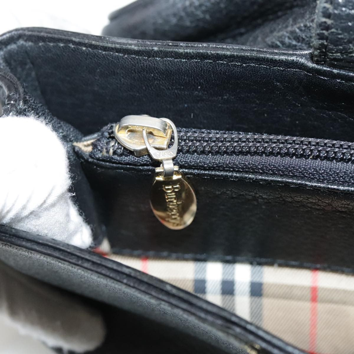 Burberrys Burberrys Hand Bag Leather Black Gold Authentic bs20817