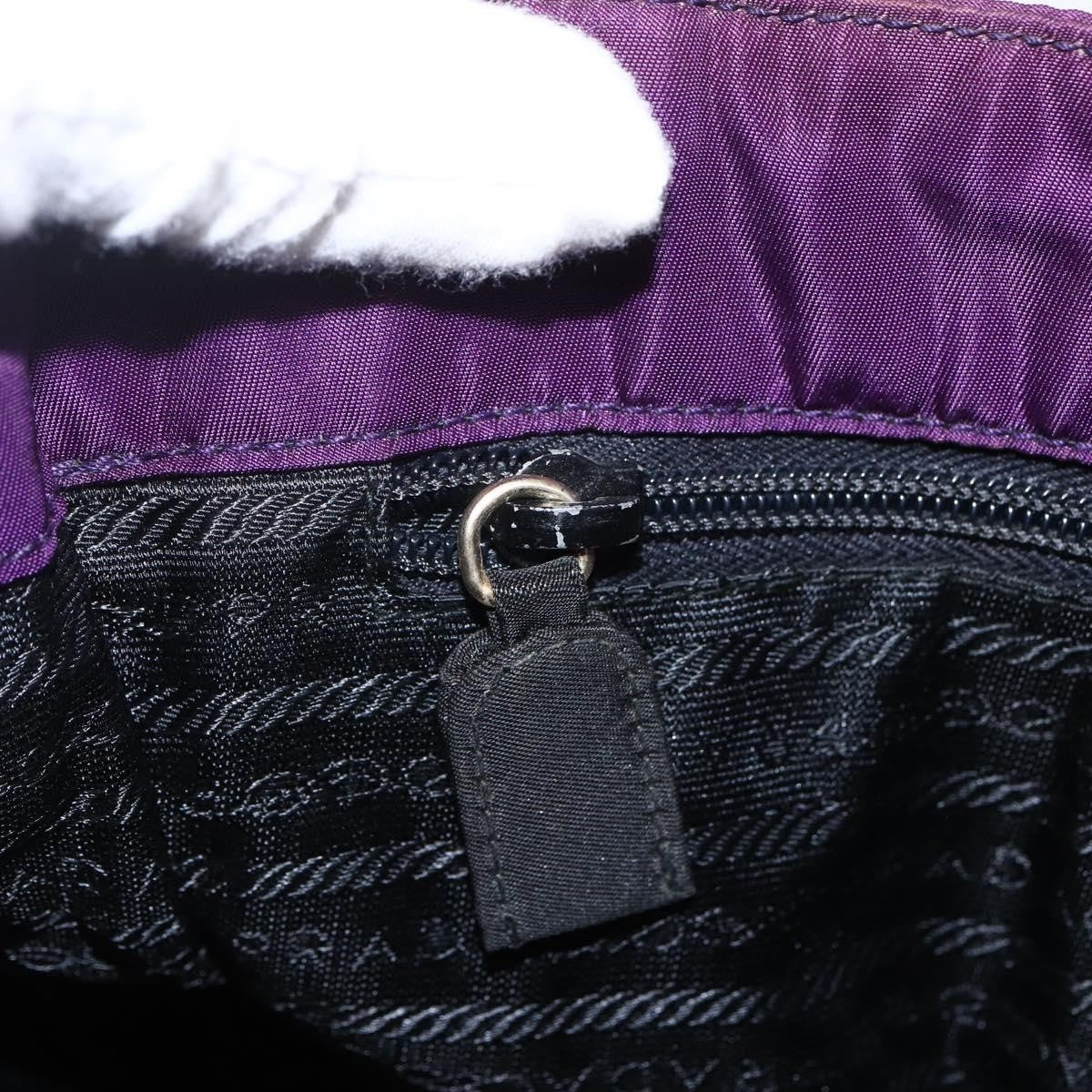 Prada PRADA Hand Bag Nylon Purple Gold Authentic ti3637