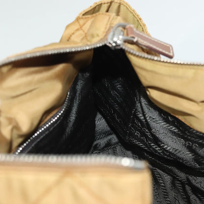 Prada PRADA Chain Shoulder Bag Nylon Beige Silver Authentic 140091